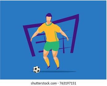 vertical vector illustration athlete ball game soccer player football game