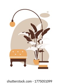 vertical vector illustration card cute home interior cozy apartment