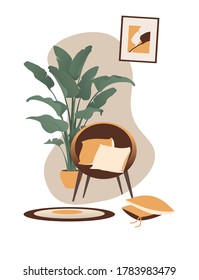 vertical vector illustration card cute home interior cozy apartment