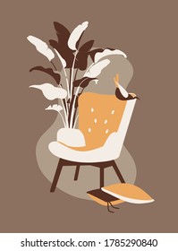 vertical vector illustration card cute home interior cozy apartment