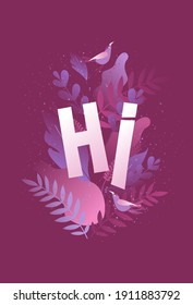 vertical vector illustration poster, greeting card with greetings and good wishes on plant leaves words of gratitude