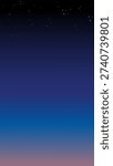 A vertical vector illustration of a starry night sky with a smooth color gradient