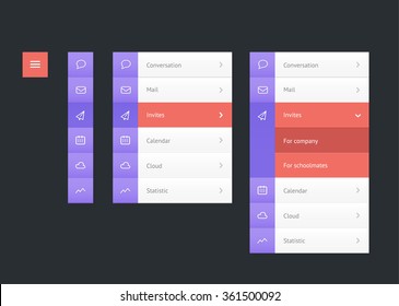 Vertical Vector Menu. UI Element