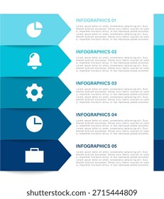 Vector de Vertical diseño de Plantilla infográfico moderno con flechas e íconos financieros.