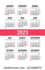Vertical vector pocket calendar design 2023 year