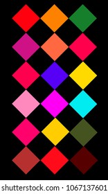 vertical vector with rhombuses of colorful colors in red ,orange, green, blue, pink, and yellow 