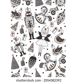 Сhristmas vertical vector seamless Nutcracker border.  Seamless pattern can be used for wallpaper, pattern fills, web page background, surface textures.