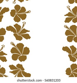 Vertical vector seamless pattern of Hawaiian Aloha T-Shirt seamless design in brown colors on a white background with copy space (place for your text).