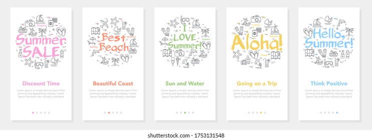 Vertical vector summer five banners - summer sale and best beach