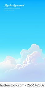 Vertical version with blue sky and white clouds background