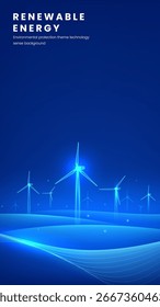 Versão vertical de energia renovável ilustração tecnologia eólica estilo turbina eólica