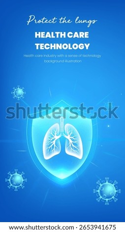 Vertical version technology sense healthcare illustration protects the lungs