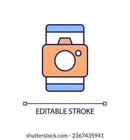 Vertical video RGB color icon. Smartphone camera feature. Make mobile photo. Digital camera. Isolated vector illustration. Simple filled line drawing. Editable stroke. Arial font used