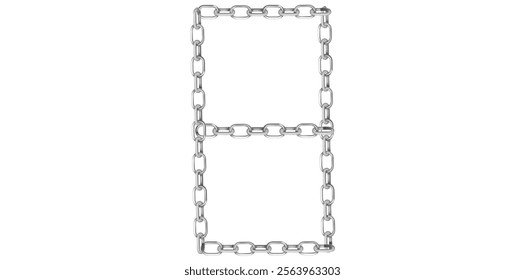 Vertical View Of Metallic Silver Chain Frame Vector Illustration.	
