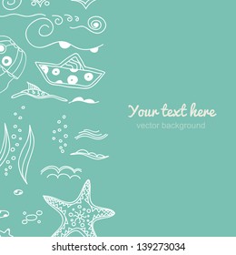 Vertical vintage background. Sea pattern