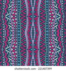 Vertical vintage seamless ethnic pattern. Abstract tribal ornament in vintage colors. Retro multicolored background. Vector file is EPS8.