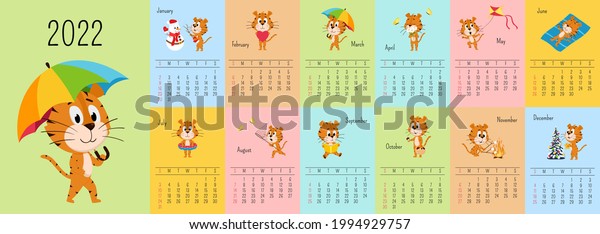 Vertical Wall Calendar Template 2022 Week Stock Vector Royalty Free 1994929757 4016