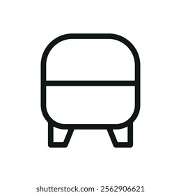 Vertical water pressure tank isolated icon, water pressure vessel vector symbol with editable stroke