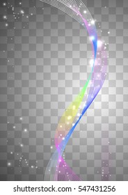 Vertical wave abstract on a transparent background. Luminous wave  on a transparent background.