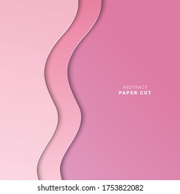 Vertical wave banner 3D abstract background and paper cut shapes. Vector design layout for business presentations, flyers, posters, and invitations. Pink carving art