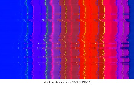 Vertical wave distortion of a computer monitor screen. Broken digital video image. Interference with low-quality online Internet television broadcasts. Vector illustration.