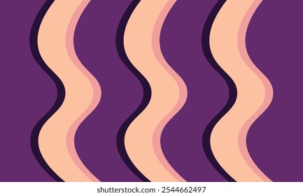The vertical wave pattern with a soft peach color combination on a purple background offers a calm and dynamic look, ideal for a variety of graphic applications