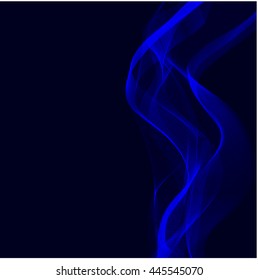 Vertical waves of blue colors on dark background Abstract Vector
