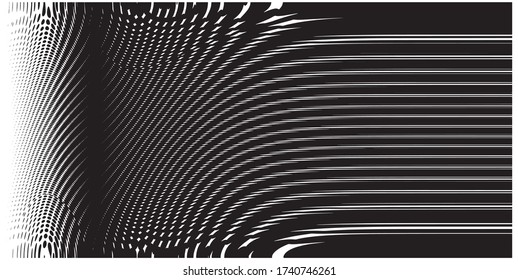 Vertical waves and stripe gradient halftone dots background / Pop art template, texture print pattern / Vector illustration /vintage monochrome fade wallpaper / Dotted geometric comic retro design 