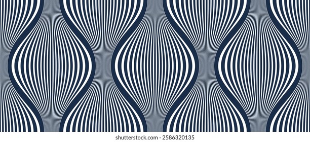 Vertical wavy lined shapes seamless pattern, vector stripy curves classic repeat ornament, wave lines tiling wallpaper.