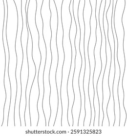 Vertical wavy lines, abstract minimalistic modern black and white background pattern, vector illustration, hand-drawn. Decorative graphic element for decorating design, cover, business card