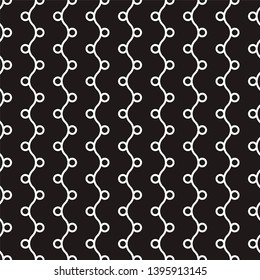 Vertical wavy lines seamless pattern. Abstract vector texture with waves, stripes, smooth bends. Seamless nautical rope knot pattern. Easy scalable. Black white version.