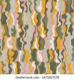 Vertical wavy stripe ikat design in natural terra cotta desert colors.  Gradient, ombre, blurry, soft.  Earth camouflage inspired.  Great for home decor, fashion, stationary. Generative Art.