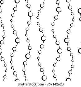 Vertical wavy stripes. Vector repeating texture with circle