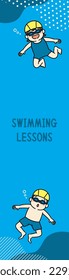 Vertical Web Banner Illustration of Swimming School