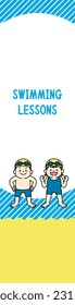 Vertical Web Banner Illustration of Swimming School