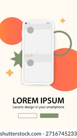 Diseño de página de aterrizaje de Sitio web de Vertical con ilustración de App móvil sobre fondo beige. Diseño minimalista para el Sitio web.