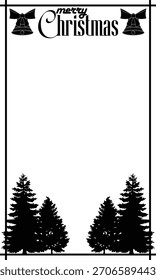 Fondo blanco de la Vertical con el marco negro y el área en blanco para el tema de la Navidad del texto o del título