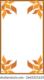 vertical white background frame vector with autumn themed leaves and copy space for text or title