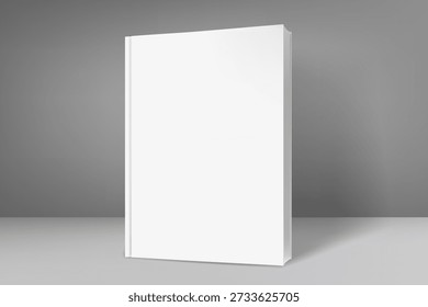 Livro branco vertical com capa em branco. mockup de vetor 3d para design de produto