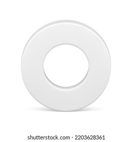 Vertical white geometric circle ring glossy frame shape premium ornate decor realistic vector illustration. Round border abstract basic foundation element curved decorative design