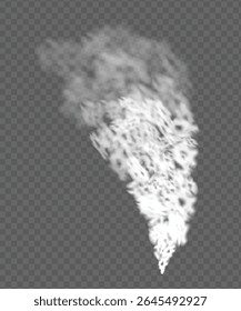 Vertical White Smoke Cloud Effect on Transparent Background for Digital Compositing, PNG