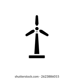 Vertical Wind Turbine Icon - Black Filled Glyph Line Style