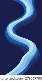 Vertical Winding Blue River Vector Illustration