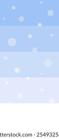 Fundo vertical de inverno. Cartaz minimalista com flocos de neve em pixel art. inverno estação pastel azul cores vetor vertical banner. Cartão de design de gradiente celeste, saudações de feriado.