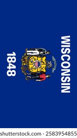 Vertical Wisconsin Flag Vector Images