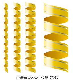 Vertical yellow ribbon of different sizes on a white background