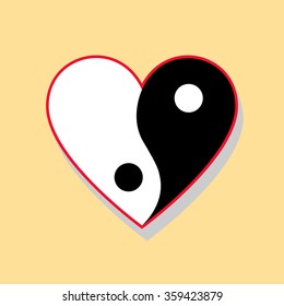 Vertical yin yang heart