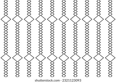 Vertical of zigzag lines of pattern vector. Design ethnic style black on white background. Design print for illustration, texture, textile, wallpaper, background. Set 1