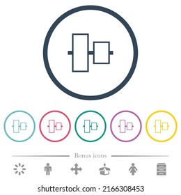 Vertically align to center  outline flat color icons in round outlines. 6 bonus icons included.
