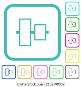Vertically align to center  outline vivid colored flat icons in curved borders on white background